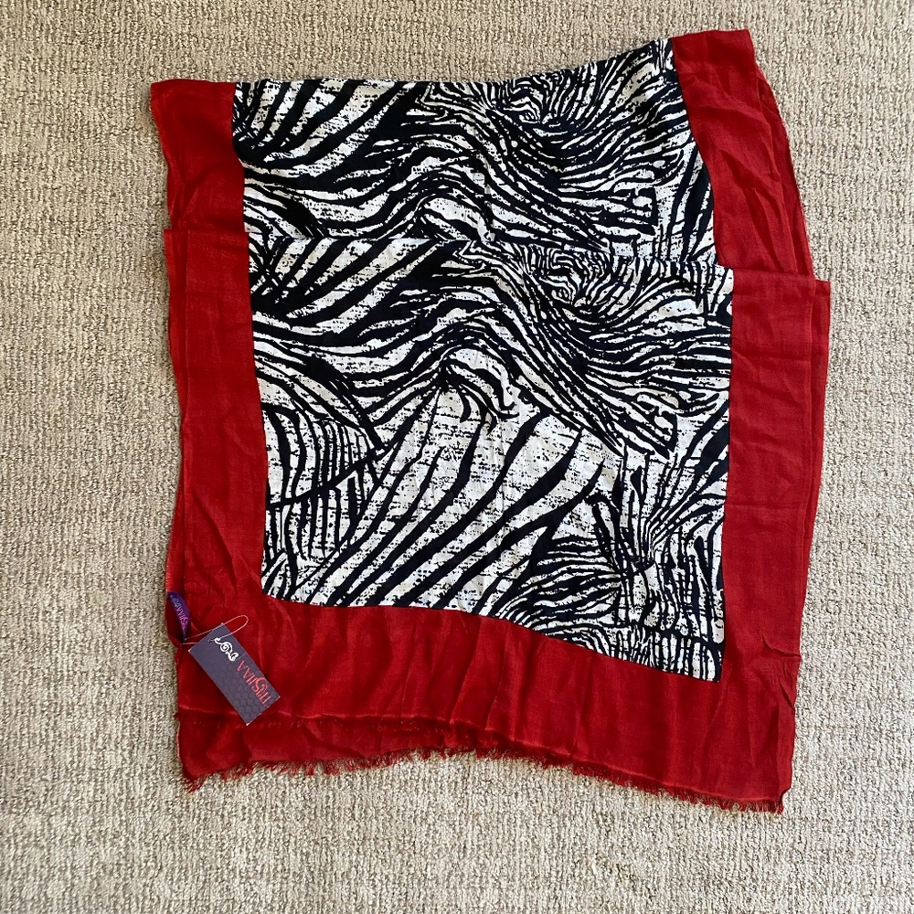 red white and black scarf